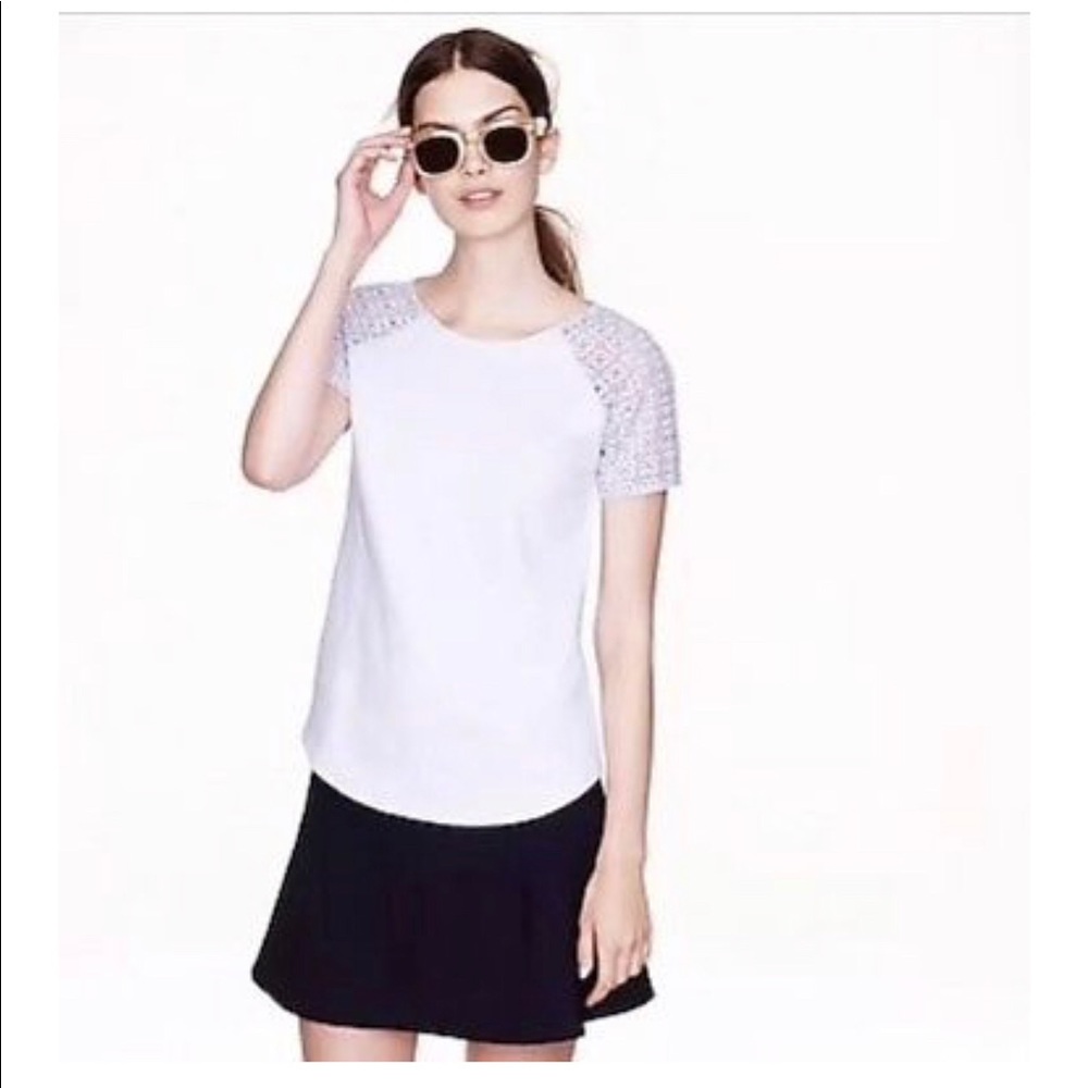 J. Crew White Cut Out Shoulder Top